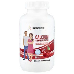 BariatricPal, Calcium Citrate Plus 500, Cherry , 90 Chewable Tablets