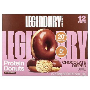 Legendary Foods, Protein Donuts, Chocolate Dipped, 12 Packs, 2.2 oz (61 g) Each купить в Киеве и Украине