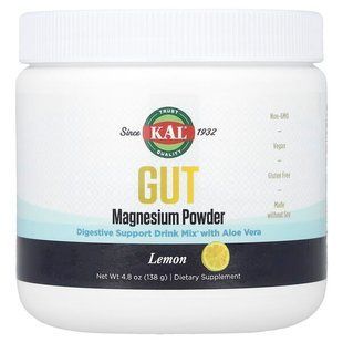 KAL, GUT Magnesium Powder, Lemon, 4.8 oz (138 g) купить в Киеве и Украине