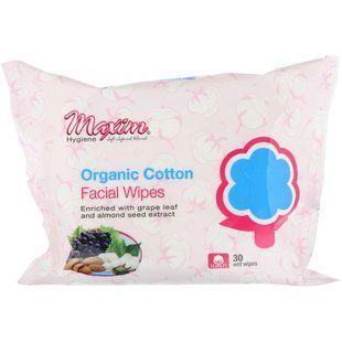 Wipes made of organic cotton, Maxim Hygiene Products, 30 wet wipes.