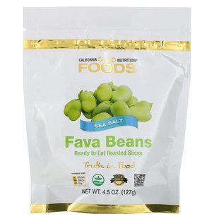 Готовые к употреблению жареные ломтики фасоли морская соль California Gold Nutrition (Foods Fava Beans Ready to Eat Roasted Slices Sea Salt) 127 г купить в Киеве и Украине