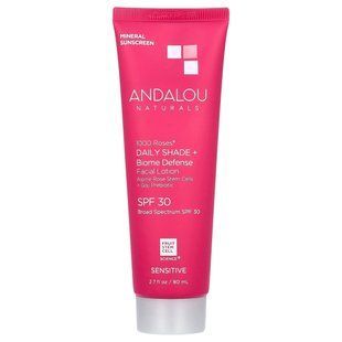 Andalou Naturals, 1000 Roses, Daily Shade + Biome Defense, Facial Lotion, SPF 30, 2.7 fl oz (80 ml) купить в Киеве и Украине