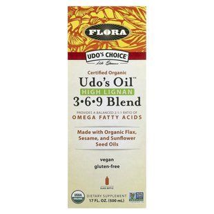 Flora, Udo's Choice, Certified Organic Udo's Oil, High Lignan 3-6-9 Blend, 17 fl oz (500 ml) купить в Киеве и Украине