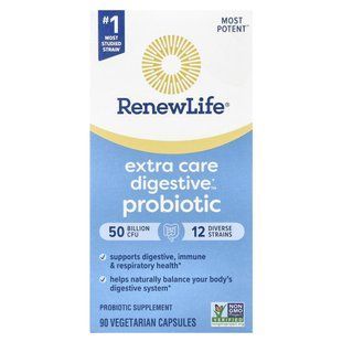 Пробіотики, Extra Care, Ultimate Flora Probiotic, Renew Life, 50 мільярдів живих культур, 90 вегетаріанських капсул