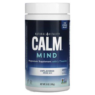 Natural Vitality, CALM Mind, Magnesium Supplement with L-Theanine Drink Mix, Unflavored, 6 oz (168 g) купить в Киеве и Украине
