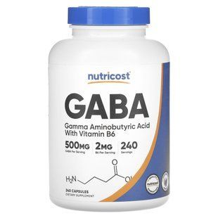 Nutricost, GABA With Vitamin B6, 500 mg, 240 Capsules купить в Киеве и Украине
