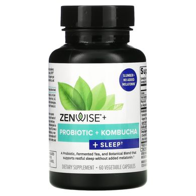 Zenwise Health, Пробіотик + чайний гриб + сон, 60 рослинних капсул