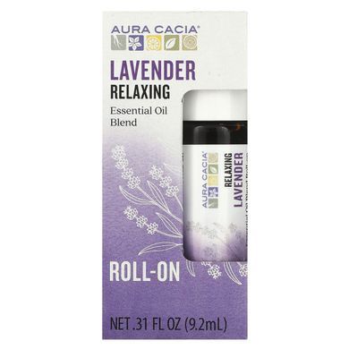 Суміш ефірного масла, пом'якшувальний кульковий аплікатор, лаванда, Aura Cacia, 0,31 рідких унцій (9,2 мл)