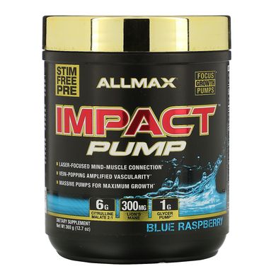 Impact Pump, блакитна малина, ALLMAX Nutrition, 12,7 унції (360 г)