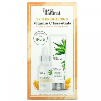 InstaNatural, Освітлюючий вітамін C Essentials, набір сироватки та зволожуючого крему Discovery, 1 набір