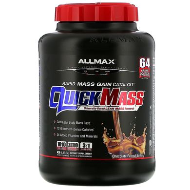 QuickMass, ускоритель для быстрого набора массы, шоколадное арахисовое масло, ALLMAX Nutrition, 6 фунтов (2,72 кг) купить в Киеве и Украине