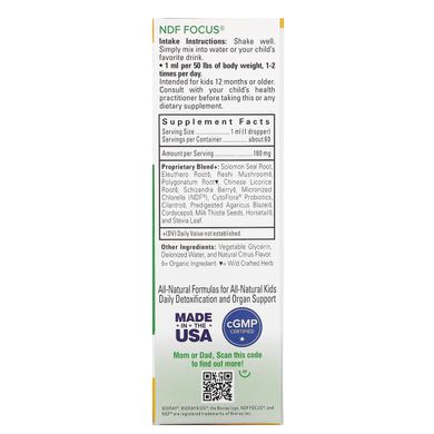 NDF "Фокус", підвищує увагу і виводить токсини, для дітей, цитрусовий смак, Bioray Inc, 60 мл