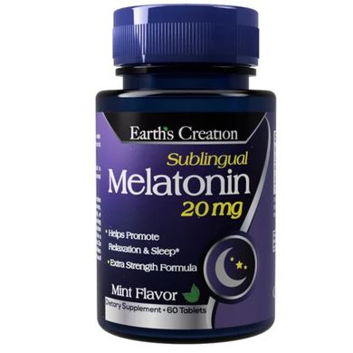 Мелатонін смак м'яти Earth`s Creation (Melatonin) 20 мг 60 таблеток