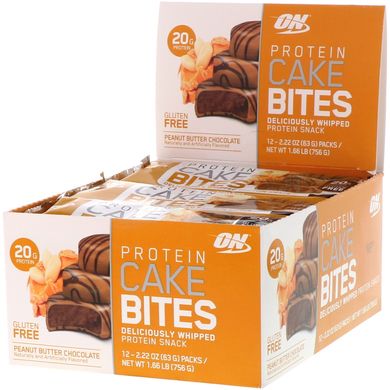 Печиво протеиновое арахісове масло і шоколад Optimum Nutrition (Protein Cake Bites) 12 шт. по 63 г