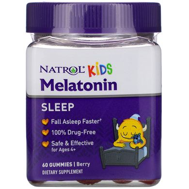 Дитячий мелатонін вік 4+ ягідний смак Natrol (Kids Melatonin Ages 4+) 60 жувальних цукерок