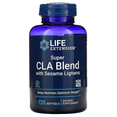 Суміш КЛК з кунжутним лігнаном, Super CLA Fat Burning Weight Loss Blend with Sesame Lignans, Life Extension, 1000 мг, 120 желатинових капсул