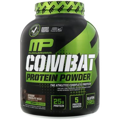 Протеїновий порошок, Combat Protein Powder, екстремально шоколадне молоко, MusclePharm, 1,81 кг