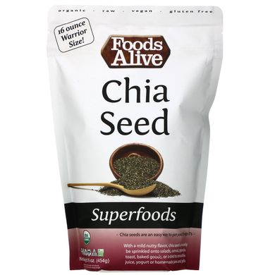 Суперпродукты, семена чиа, Superfoods, Chia Seed, Foods Alive, 454 г купить в Киеве и Украине