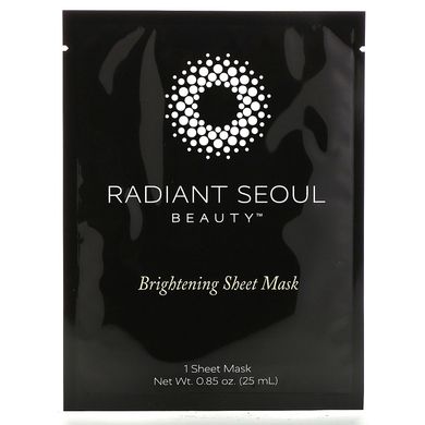 Освітлююча маска, Brightening Sheet Mask, Radiant Seoul, 1 листова маска, 0,85 унції (25 мл)