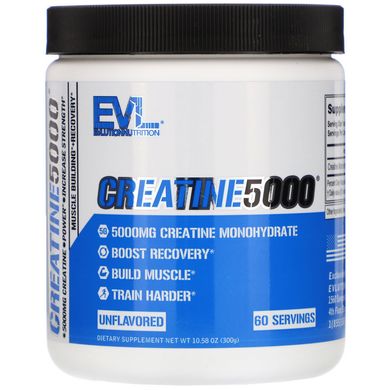 Креатин 5000, Creatine 5000, без запаху, EVLution Nutrition, 10,6 унції (300 г)
