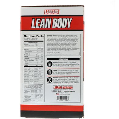 Lean Body, коктейль замінник Hi-Protein Meal, полуниця, Labrada Nutrition, 20 пакетів