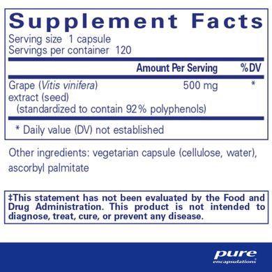 Екстракт виноградних кісточок Pure Encapsulations (Grape Pip) 500 мг 120 капсул