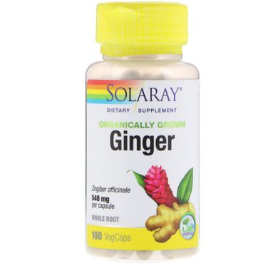 Корінь імбиру, Ginger Root, Solaray, органік, 540 мг, 100 капсул