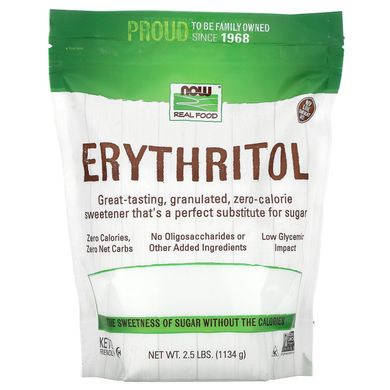 Ерітритол натуральний підсолоджувач Now Foods (100% Pure Erythritol Crystalline) 1,134 кг
