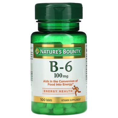 Вітамін B-6, Nature's Bounty, 100 мг, 100 таблеток