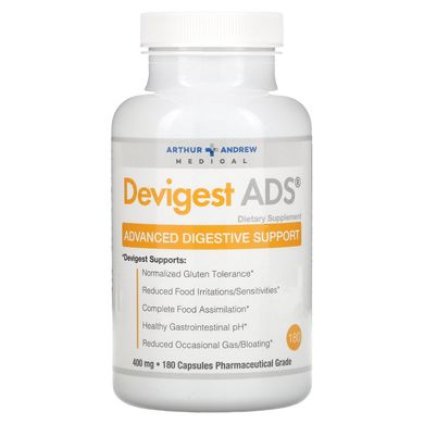Devigest ADS, Просунута підтримка травлення, Arthur Andrew Medical, 400 мг, 180 капсул