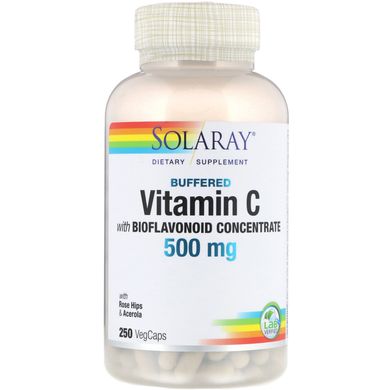 Вітамін C з концентратом біофлавоноїдів, Buffered Vitamin C, Solaray, 500 мг, 250 капсул