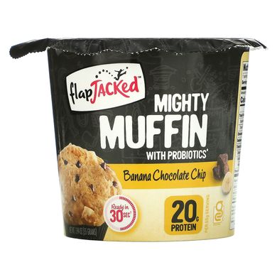 FlapJacked, Mighty Muffin, суміш для приготування кексів, з пробіотиками, банан з шоколадною крихтою, 55 г (1,97 унції)