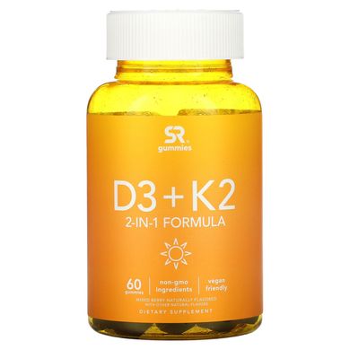 Sports Research, D3 + K2, формула 2-в-1, суміш ягід, 60 жувальних цукерок
