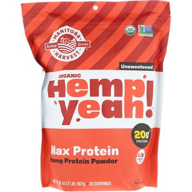 Конопляний протеїн Manitoba Harvest (Organic Hemp Yeah! Protein Powder Max Protein Unsweetened) 907 г