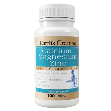 Кальцій Магній Цинк Earth`s Creation (Calcium Magnesium Zinc) 100 таблеток