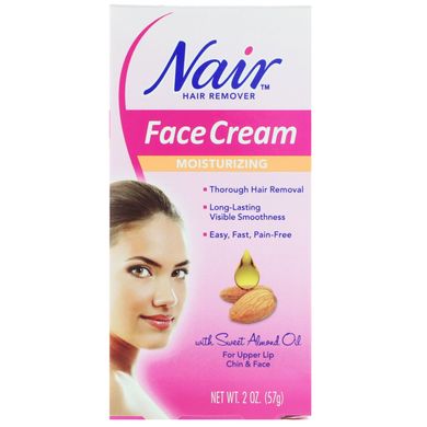 Для видалення волосся, зволожуючий крем для обличчя, Nair, 2 унції (57 г)