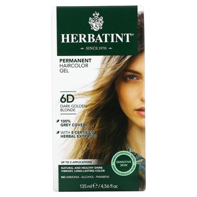 Фарба для волосся золотистий світло-русявий Herbatint (Haircolor Gel) 6D 135 мл