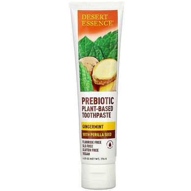 Пребіотик, зубна паста на рослинній основі, м'ята, Prebiotic, Plant-Based Toothpaste, Gingermint, Desert Essence, 176 г