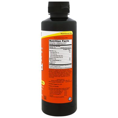 Органічна лляна олія з високим вмістом Лігнау Now Foods (Flax Seed Oil) 355 мл