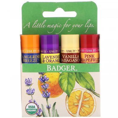 Бальзами для губ Badger Company (Lip Balm Sticks) різних 4 шт по 4.2 г