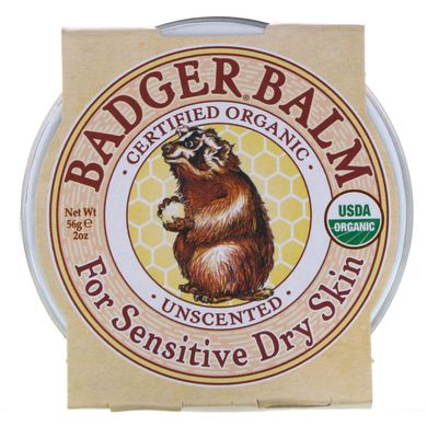 Бальзам для чутливої ​​шкіри без запаху для сухої шкіри Badger Company (Badger Balm) 56 г