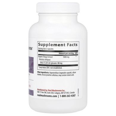 Real Mushrooms, Chaga, digestive system health, 120 capsules