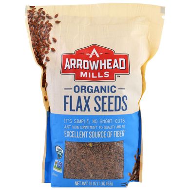 Органічне насіння льону Arrowhead Mills (Organic Flax Seeds) 453 г