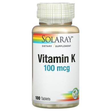 Solaray, Вітамін К, 100 мкг, 100 таблеток