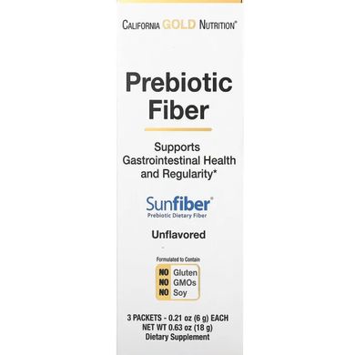 Пребіотичне волокно California Gold Nutrition (Prebiotic Fiber) 3 пакетики по 6 г