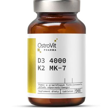 Витамин Д3 4000 МЕ и К2 OstroVit (Pharma D3 4000 IU+K2 MK-7) 90 таблеток купить в Киеве и Украине