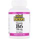 B6, піридоксин HCl, Natural Factors, 100 мг, 90 таблеток фото