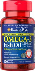 Рыбий жир омега-3 Puritan's Pride (Omega-3 Fish Oil) 645 мг 120 капсул купить в Киеве и Украине