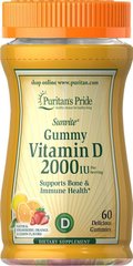 Витамин D3 Puritan's Pride (Vitamin D3 per serving Gummies) 2000 МЕ 60 жевательных конфет купить в Киеве и Украине