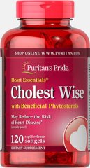 Heart Essentials ™ Cholest Wise з рослинними стеринами, Heart Essentials ™ Cholest Wise with Plant Sterols, Puritan's Prideг, 120 капсул